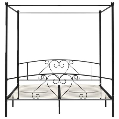 vidaXL Bed Frame without Mattress with Canopy Black 180x200 cm Super King Metal