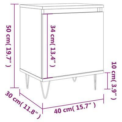 vidaXL Bedside Cabinet White 40x30x50 cm Engineered Wood