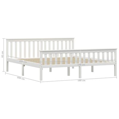 vidaXL Bed Frame without Mattress White Solid Pinewood 180x200 cm Super King