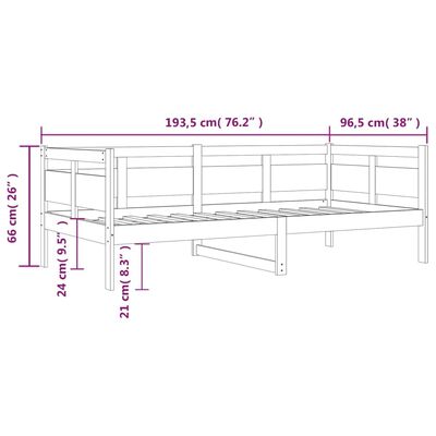 vidaXL Day Bed without Mattress Honey Brown Solid Wood Pine 90x190 cm Single