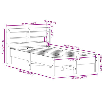 vidaXL Bed Frame without Mattress White 75x190 cm Small Single Solid Wood Pine