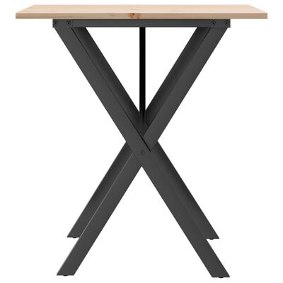 vidaXL Dining Table X-Frame 60x60x75 cm Solid Wood Pine and Cast Iron