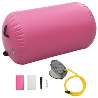 vidaXL Inflatable Gymnastic Roll with Pump 100x60 cm PVC Pink