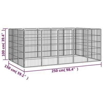 vidaXL 16-Panel Dog Playpen Black 50x100 cm Powder-coated Steel