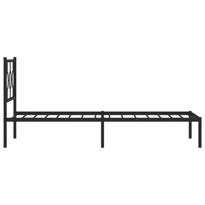 vidaXL Metal Bed Frame without Mattress with Headboard Black 100x200 cm