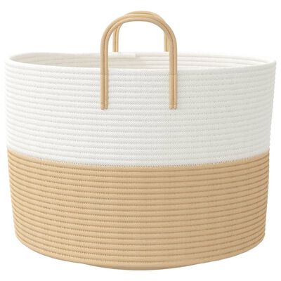 vidaXL Storage Basket Beige and White Ø51x33 cm Cotton