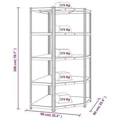 vidaXL 5-Layer Shelves 3 pcs Blue Steel&Engineered Wood