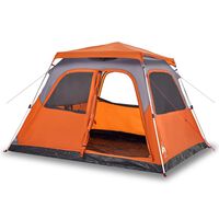 vidaXL Family Tent Dome 6-Person Grey and Orange Quick Release