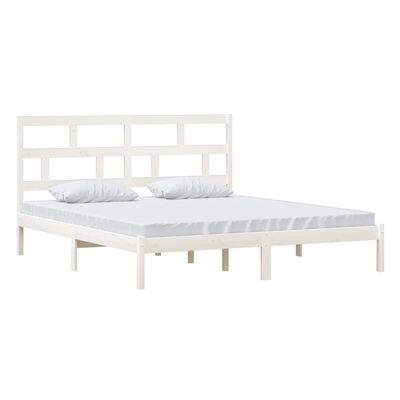 vidaXL Bed Frame without Mattress White Super King Solid Wood