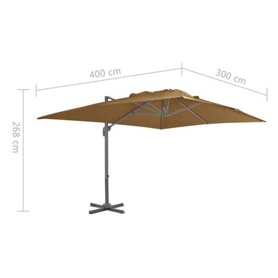 vidaXL Cantilever Garden Parasol with Aluminium Pole 400x300 cm Taupe