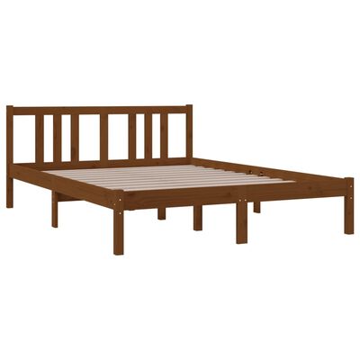 vidaXL Bed Frame without Mattress Honey Brown Solid Wood 135x190 cm Double