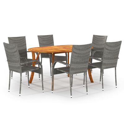 vidaXL 7 Piece Garden Dining Set Grey