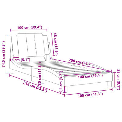 vidaXL Bed Frame without Mattress Black and White 100x200 cm Faux Leather