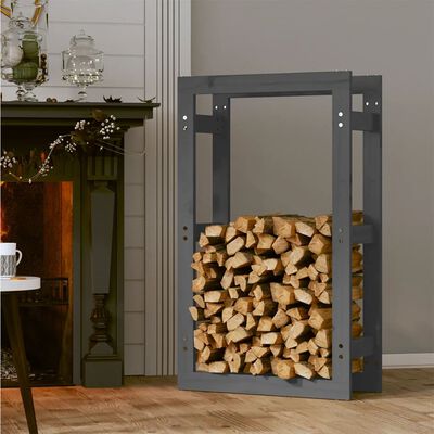 vidaXL Firewood Rack Grey 60x25x100 cm Solid Wood Pine