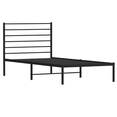 vidaXL Metal Bed Frame without Mattress with Headboard Black 90x190 cm Single