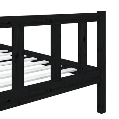 vidaXL Bed Frame without Mattress Black Solid Wood 90x200 cm (810071+814128)