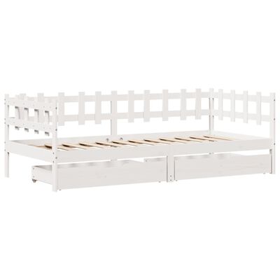 vidaXL Daybed with Drawers without Mattress White 90x200 cm Solid Wood