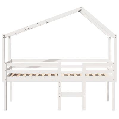 vidaXL High Sleeper Bed without Mattress White 75x190 cm Small Single Solid Wood Pine