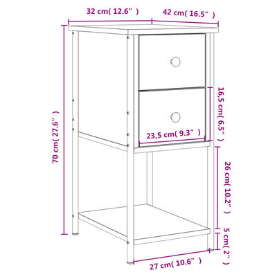 vidaXL Bedside Cabinets 2 pcs Black 32x42x70 cm Engineered Wood