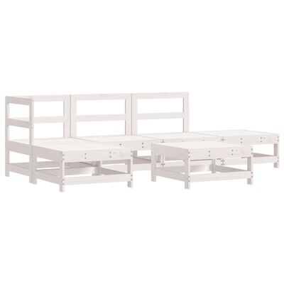 vidaXL 6 Piece Garden Lounge Set White Solid Wood Pine