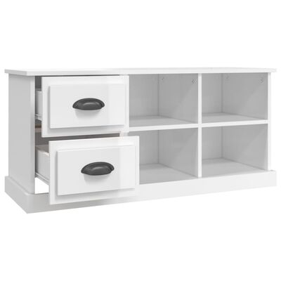 vidaXL TV Cabinet High Gloss White 102x35.5x47.5 cm Engineered Wood