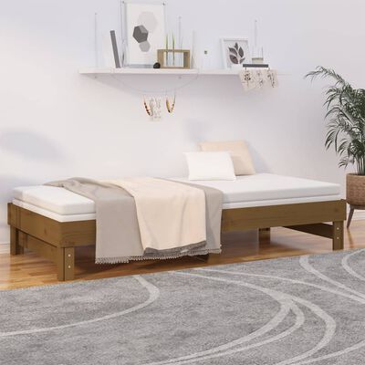 vidaXL Pull-out Day Bed without Mattress Honey Brown 2x(80x200) cm