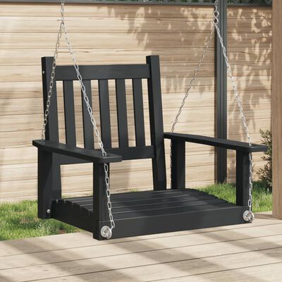 vidaXL Garden Swing Chair with Metal Chains Black Solid Wood Fir