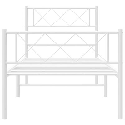 vidaXL Metal Bed Frame without Mattress with Footboard White 100x190 cm