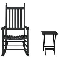 vidaXL Rocking Chair with Foldable Table Black Solid Wood Poplar