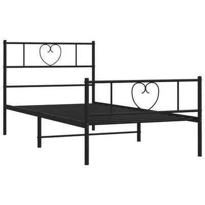 vidaXL Metal Bed Frame without Mattress with Footboard Black 90x190 cm Single