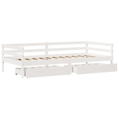 vidaXL Daybed with Drawers without Mattress White 90x200 cm Solid Wood