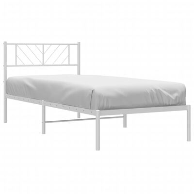 vidaXL Metal Bed Frame without Mattress with Headboard White 90x200 cm