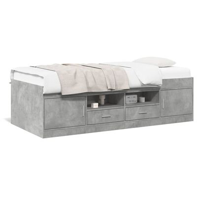 vidaXL Daybed with Drawers Concrete Grey 100x200 cm Engineered Wood