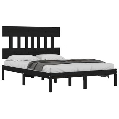 vidaXL Bed Frame without Mattress Black 140x190 cm Solid Wood