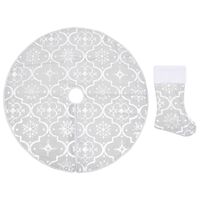 vidaXL Luxury Christmas Tree Skirt with Sock White 122 cm Fabric