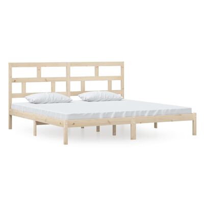 vidaXL Bed Frame without Mattress Solid Wood Pine 200x200 cm (810037+814214)