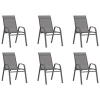 vidaXL Stackable Garden Chairs 6 pcs Grey Textilene Fabric