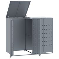 vidaXL Wheelie Bin Storage for 2 Bins Grey 138x79x117 cm Steel