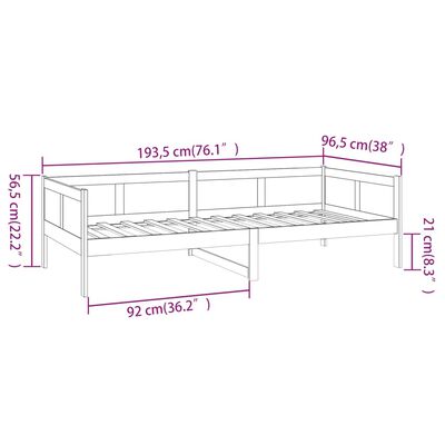 vidaXL Day Bed without Mattress White Solid Wood Pine 90x190 cm Single