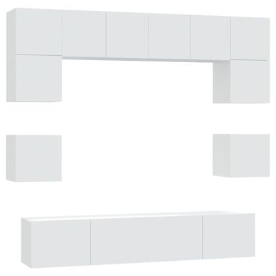 vidaXL 8 Piece TV Cabinet Set White Engineered Wood