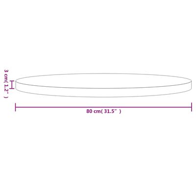 vidaXL Table Top Round White Ø80x3 cm Solid Wood Pine