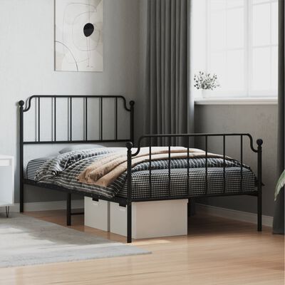 vidaXL Metal Bed Frame without Mattress with Footboard Black 107x203 cm