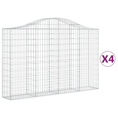 vidaXL Arched Gabion Baskets 4 pcs 200x30x120/140 cm Galvanised Iron