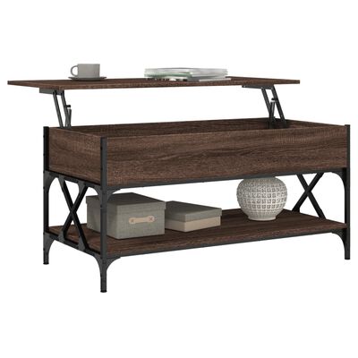 vidaXL Coffee Table Brown Oak 100x50x50 cm Engineered Wood and Metal