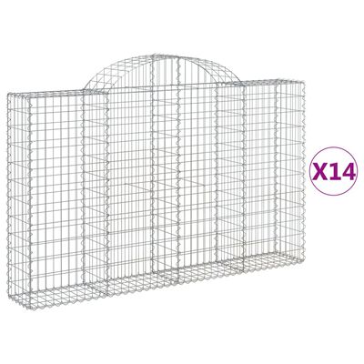 vidaXL Arched Gabion Baskets 14 pcs 200x30x120/140 cm Galvanised Iron