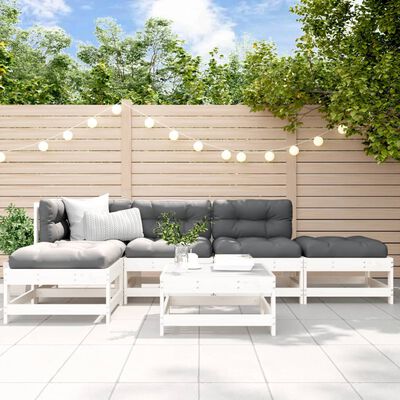 vidaXL 6 Piece Garden Lounge Set White Solid Wood Pine