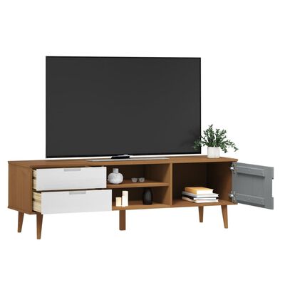 vidaXL TV Cabinet MOLDE Brown 158x40x49 cm Solid Wood Pine