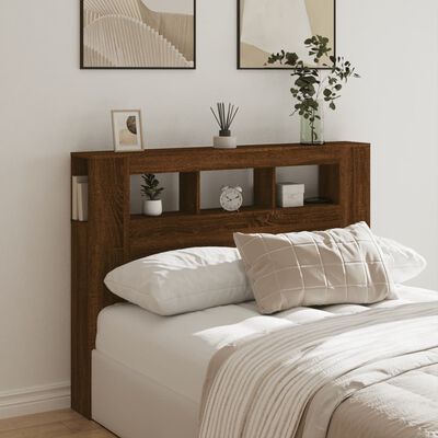 vidaXL LED Headboard Brown Oak 140x18.5x103.5 cm Engineered Wood