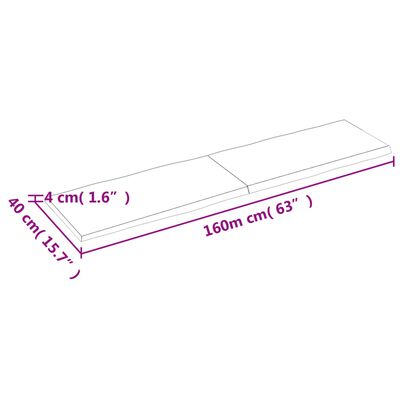 vidaXL Table Top 160x40x(2-4) cm Untreated Solid Wood Live Edge