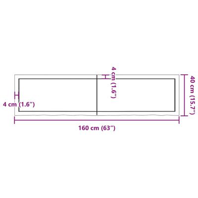 vidaXL Bathroom Countertop 160x40x(2-4) cm Untreated Solid Wood